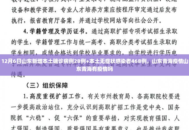 12月6日山东新增本土确诊病例28例+本土无症状感染者468例，山东青海疫情山东青海有疫情吗